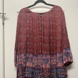 Lucky Brand Red Buttoned Relaxed Tunic
